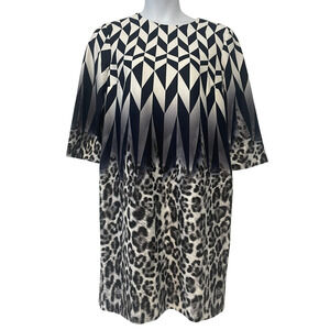Chico’s Black Label Sz 3 (XL) Shift Dress Graphic Animal Print Half Sleeve NWT
